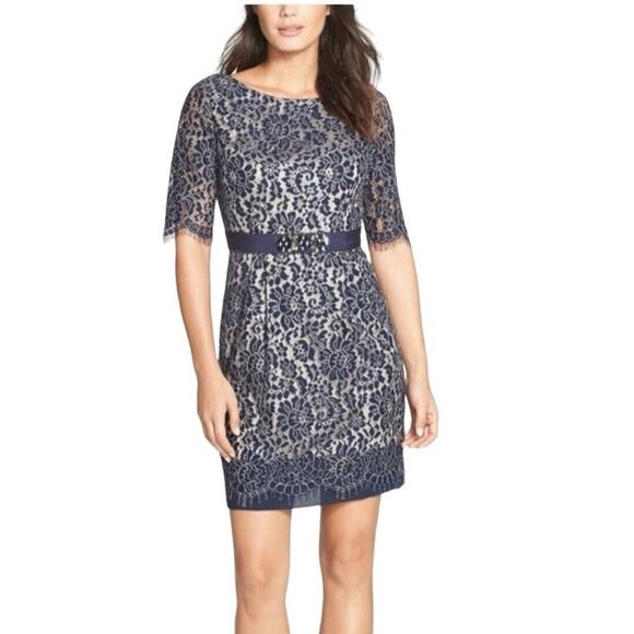 Eliza J Dresses & Skirts - ELIZA J Sheath Dress Women Sz 6 Lace Overlay Fairycore Wedding Guest Cottagecore